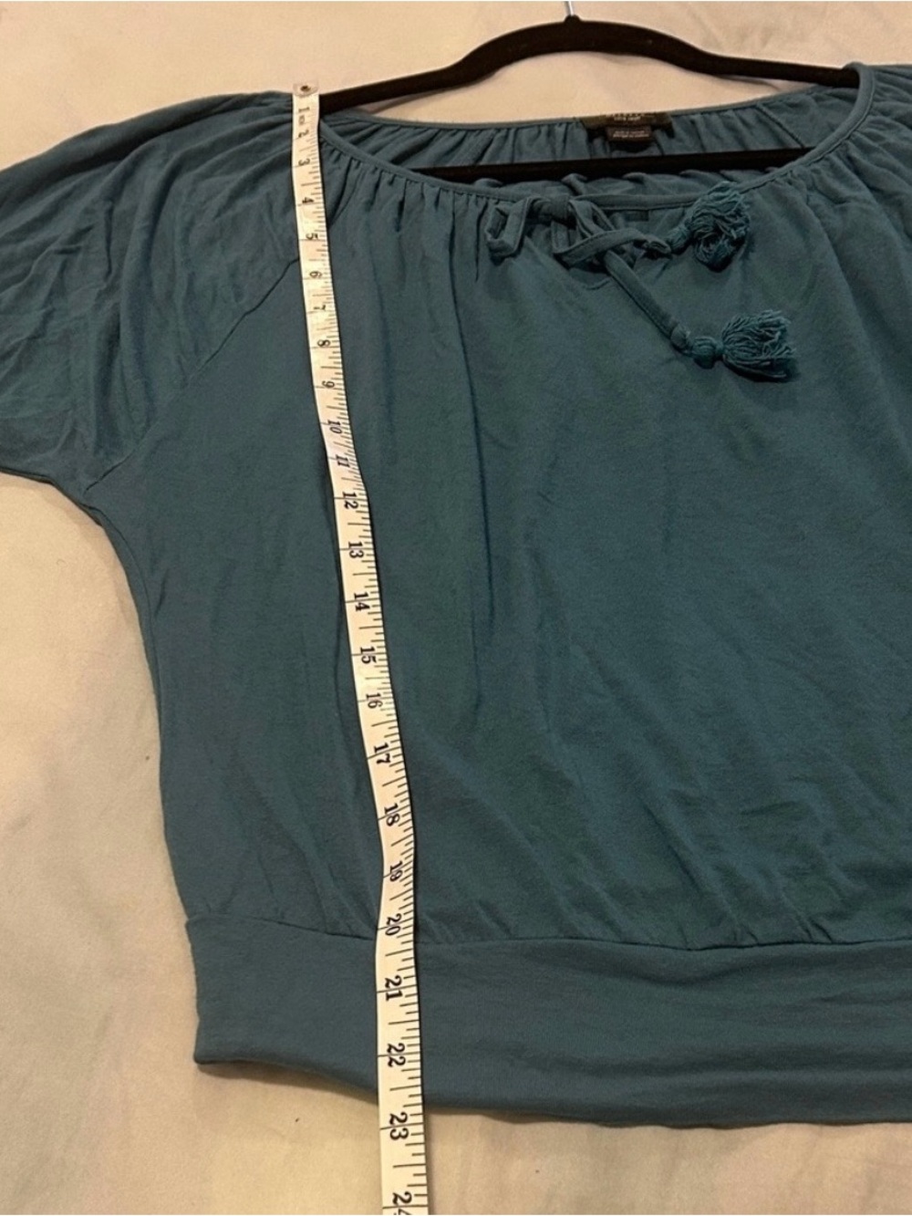 Anthropologie Deletta Cutout Sleeve Top XS Teal - Picture 6 of 8